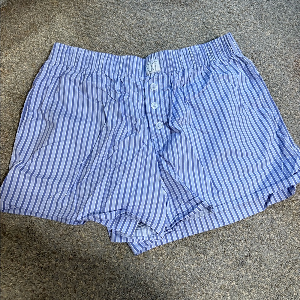 Happily Grey Blue Striped Shorts